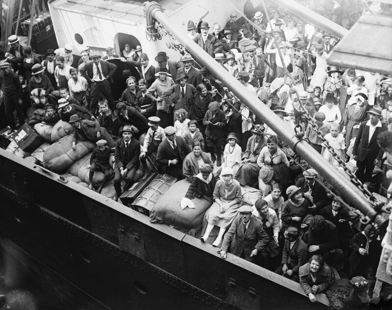 Passengers on a ship deck
