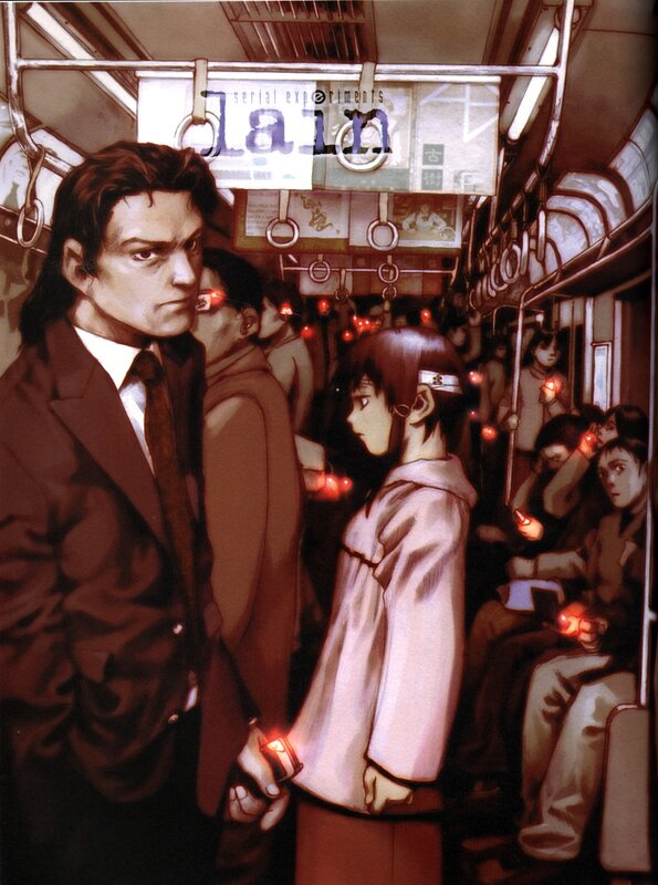 Passengers on a train at night