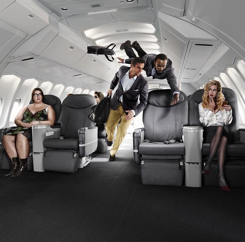 Passengers on Airplane — Gray