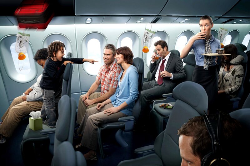 Passengers on an airplane
