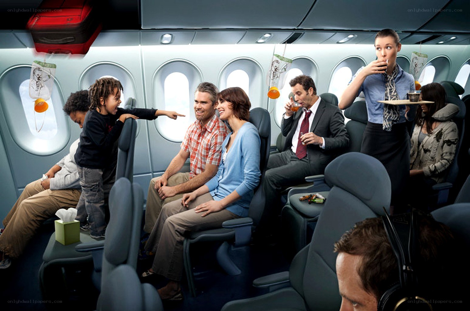Passengers on an airplane