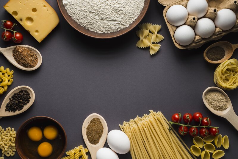 Pasta Ingredients Arranged
