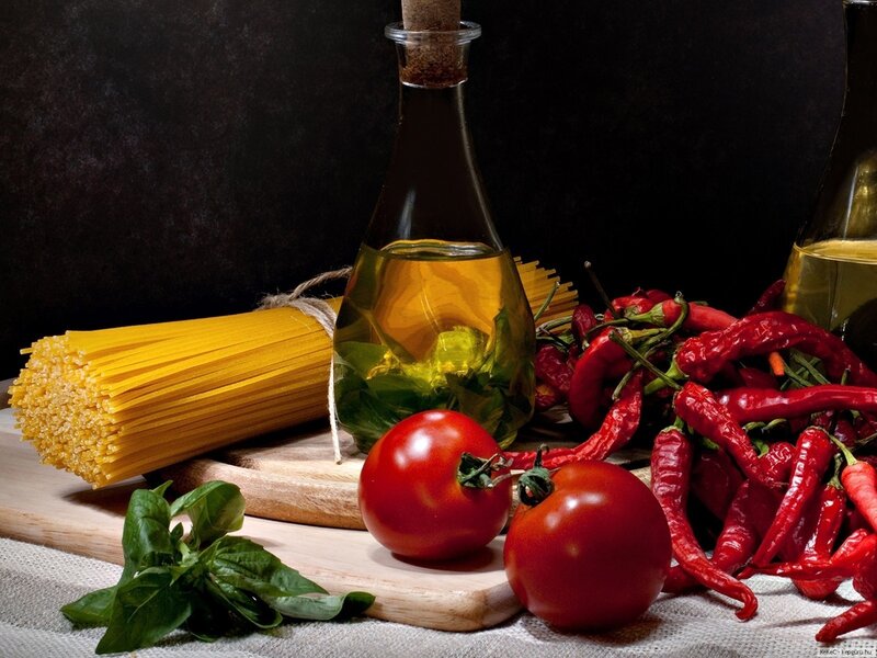 Pasta Ingredients on Board — Red