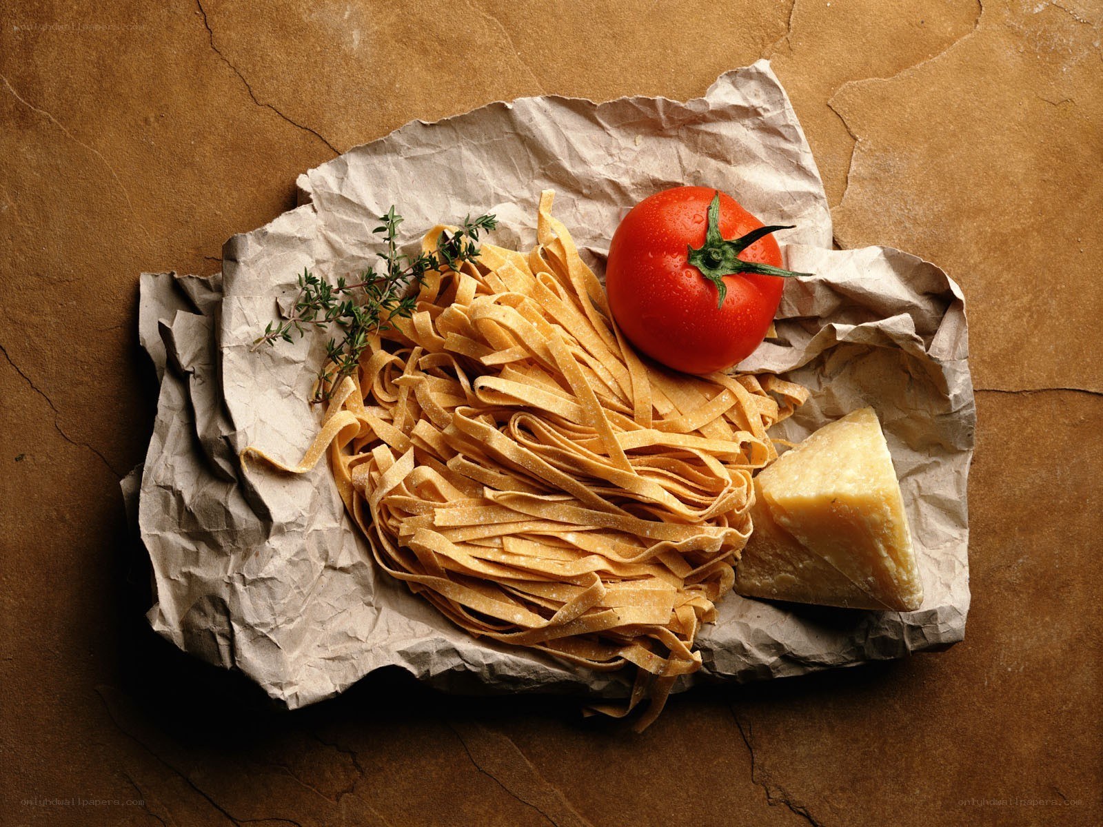 Pasta ingredients on paper