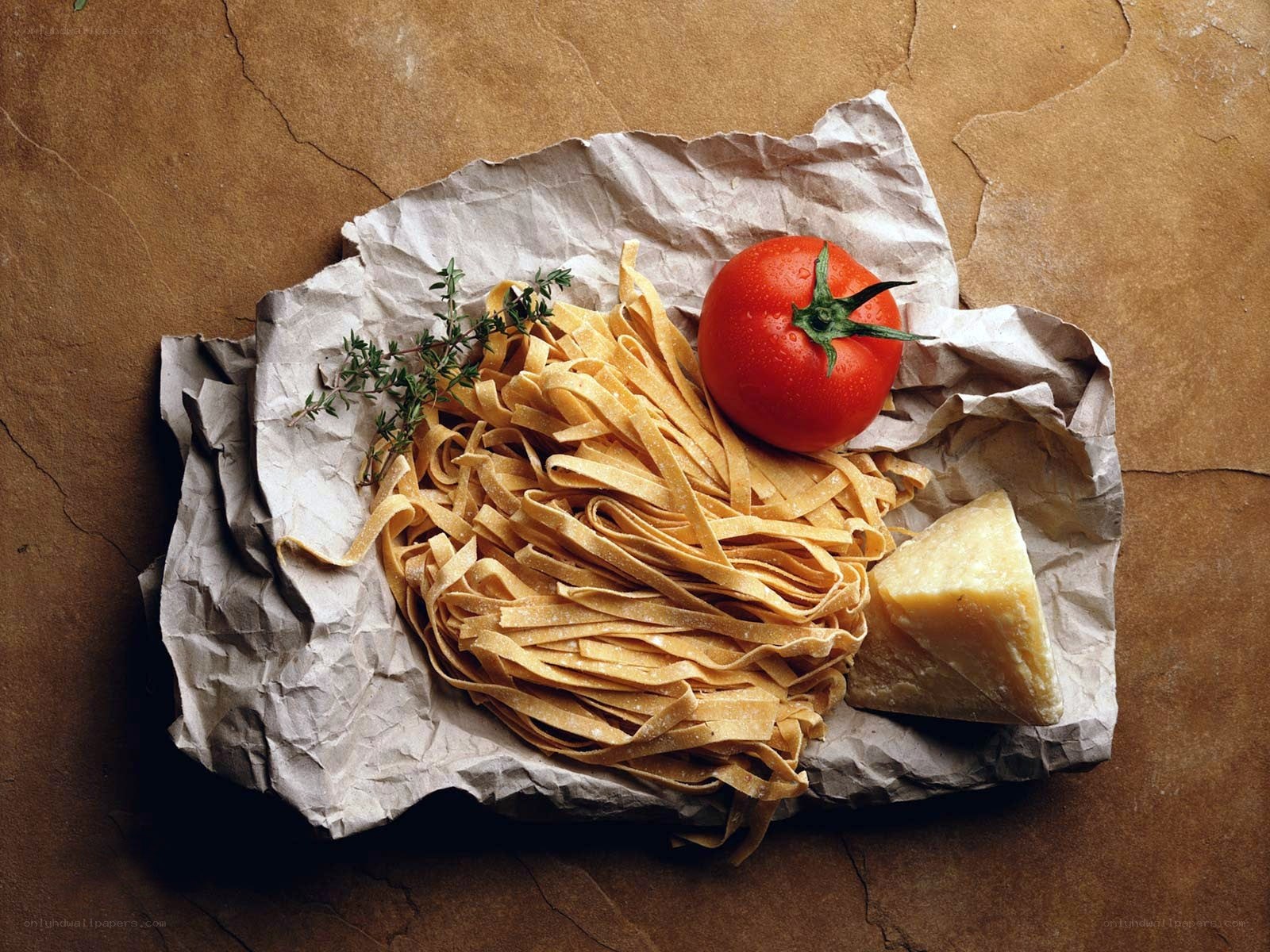 Pasta ingredients on paper