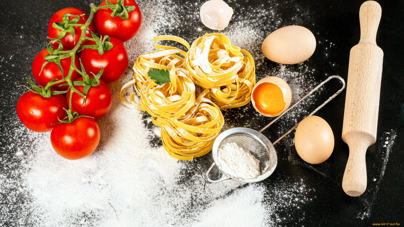 Pasta Ingredients on Table — Black