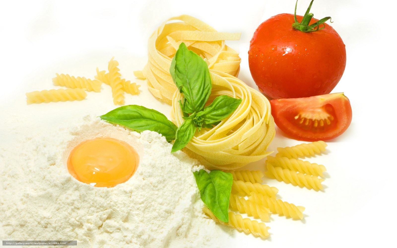 pasta ingredients on white