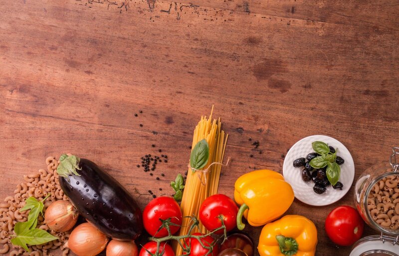 Pasta Ingredients on Wood — Brown