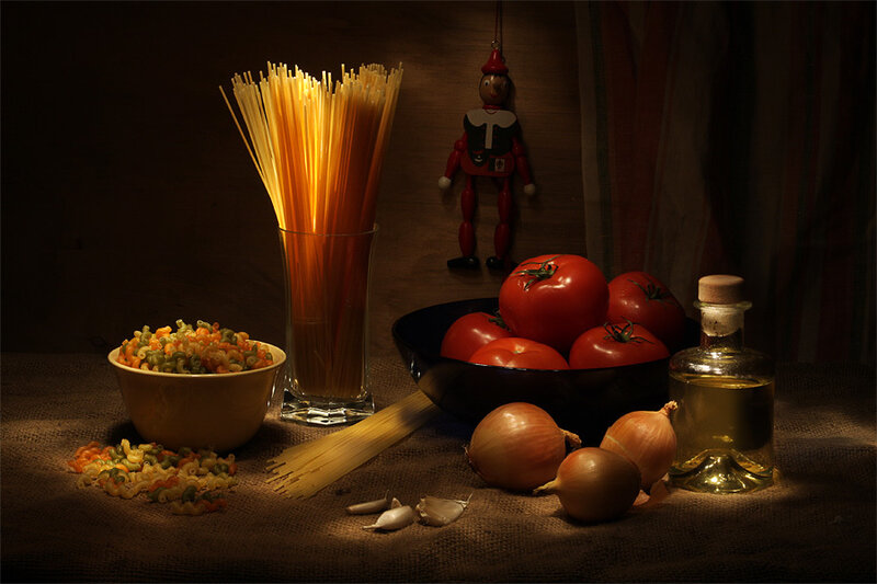 Pasta ingredients still life