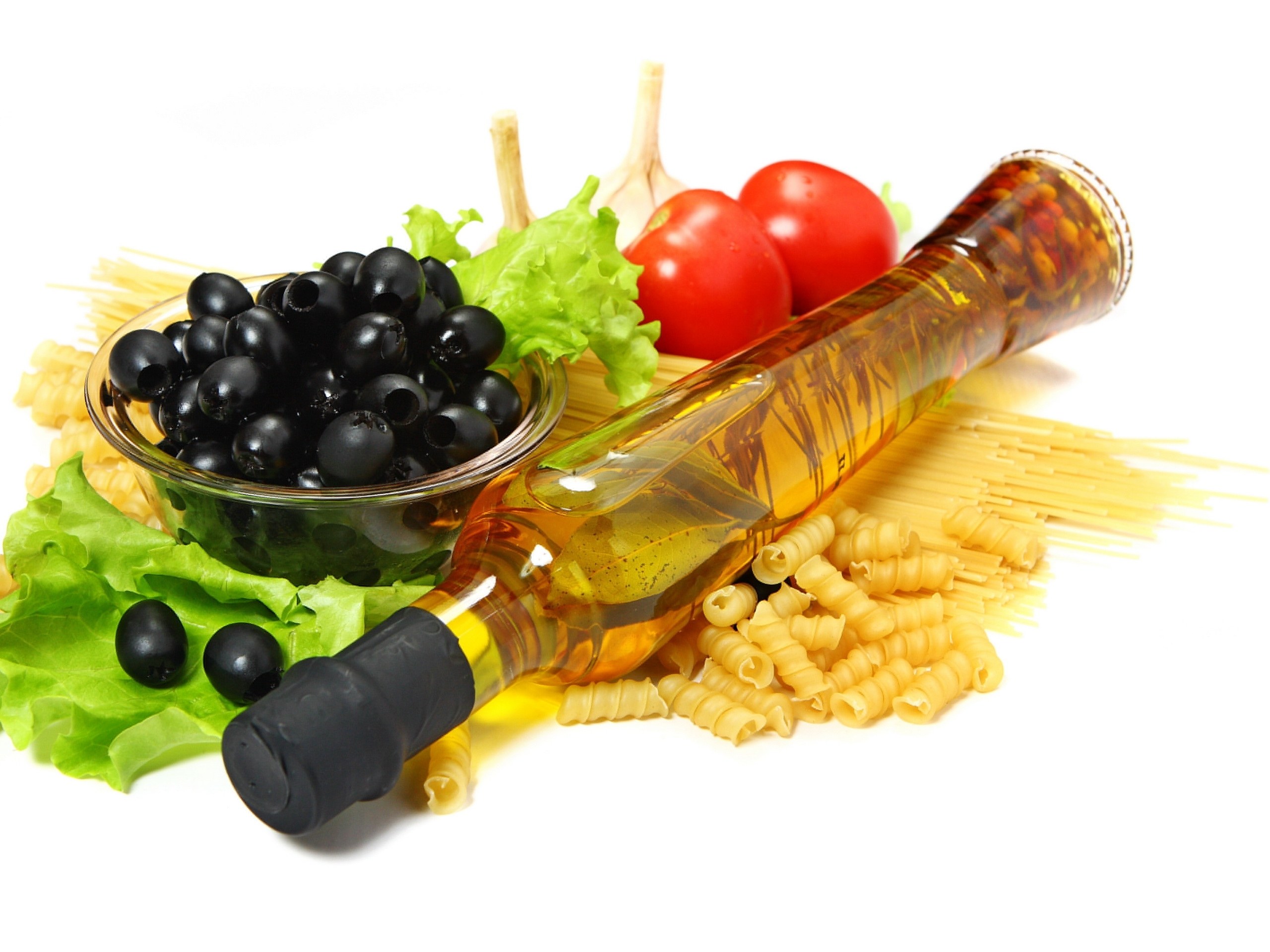 Pasta ingredients with olive oil