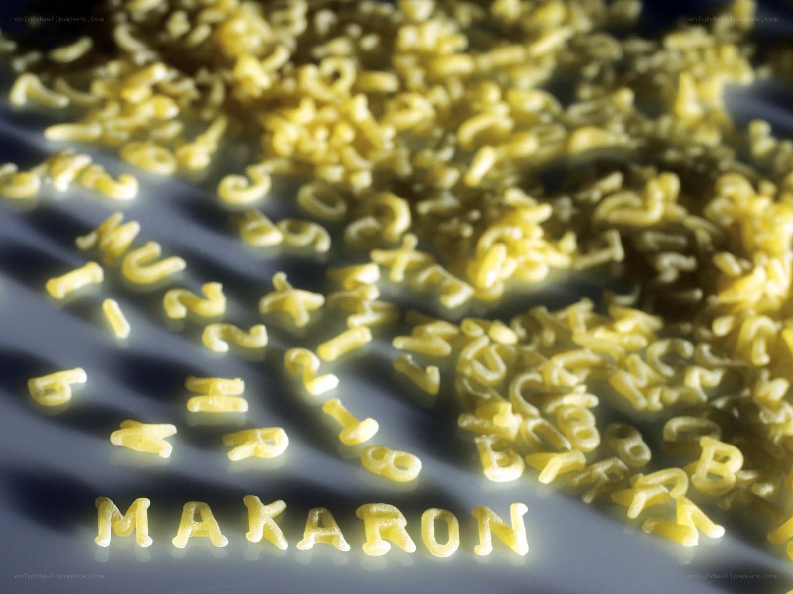 Pasta letters spelling makaron