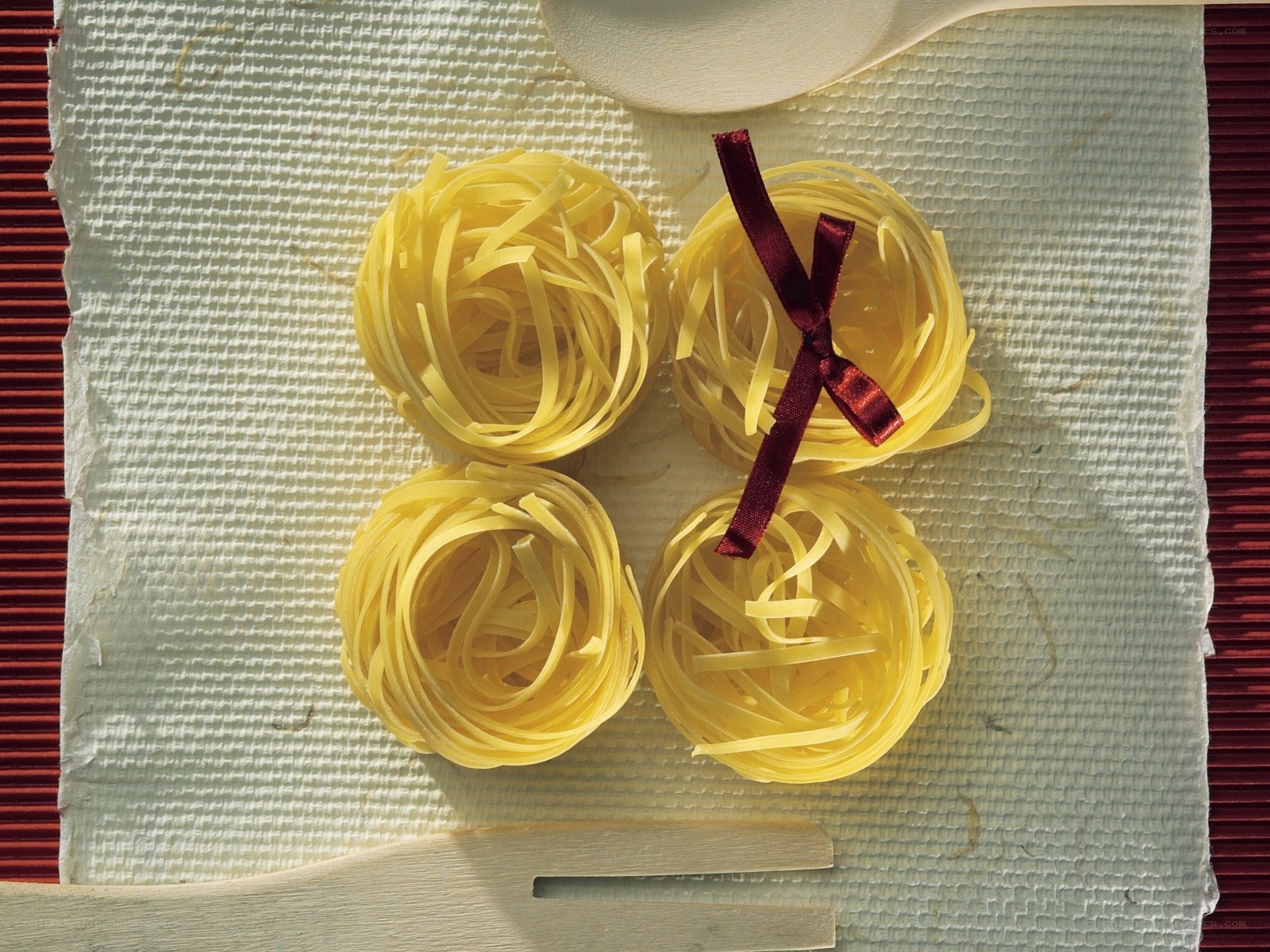 Pasta nests with ribbon