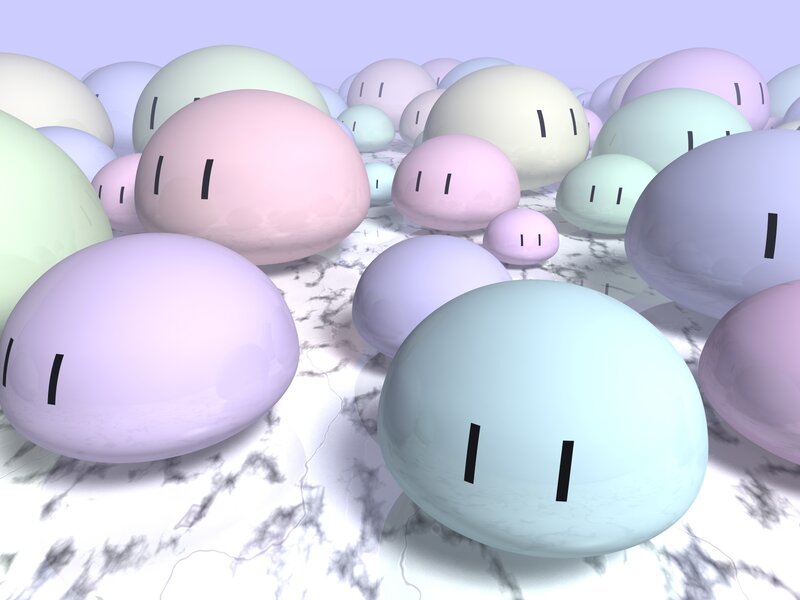 Pastel-colored blob creatures