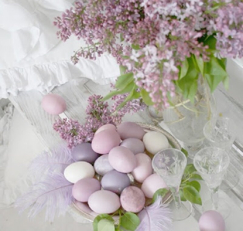 Pastel-colored Eggs and Lilacs