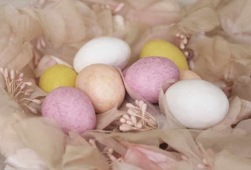 Pastel-colored Eggs in Fabric