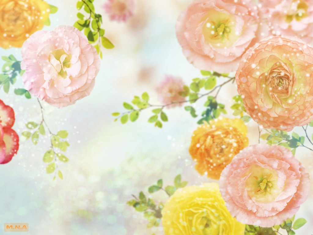pastel flowers with sparkles