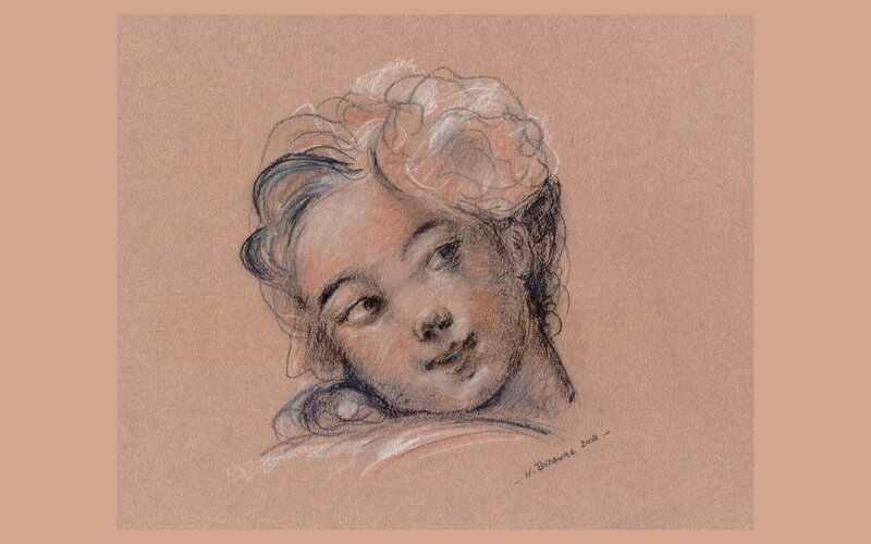 pastel portrait of a young girl