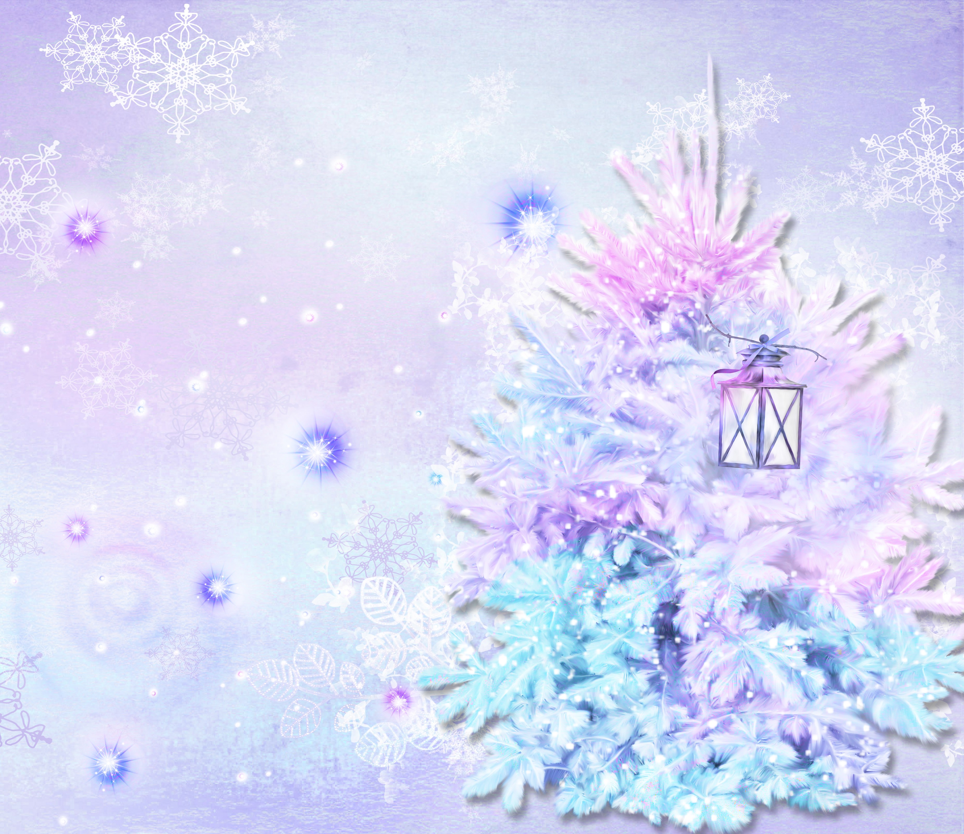 pastel winter tree scene
