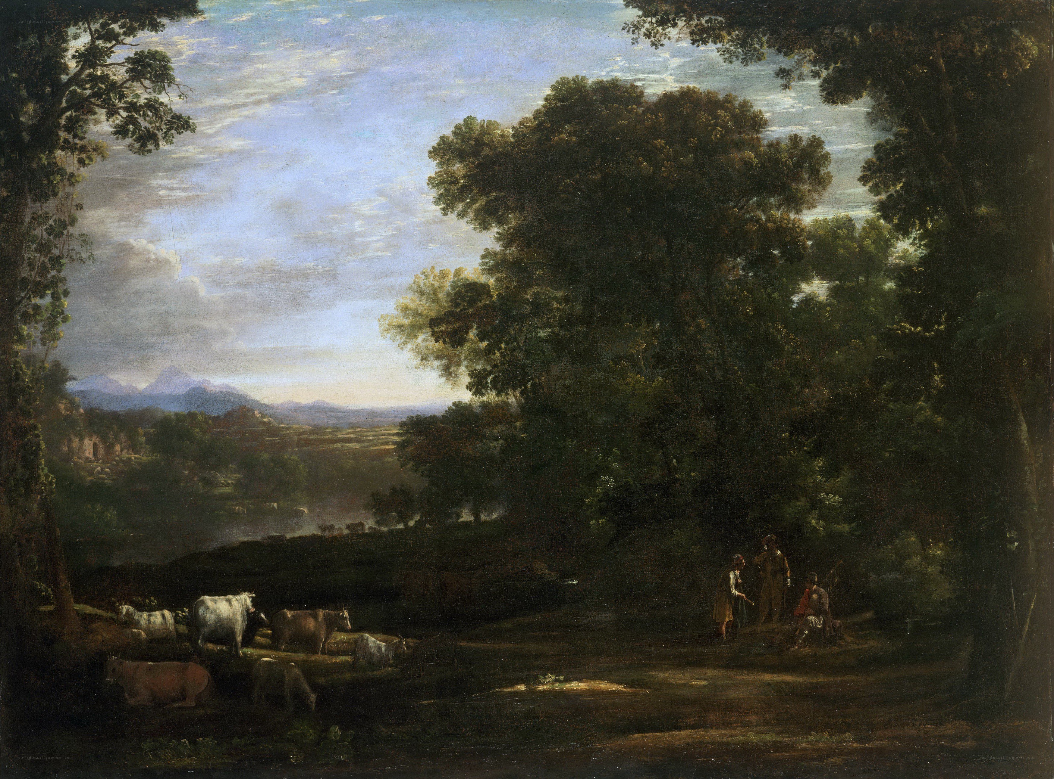 Pastoral landscape with cows
