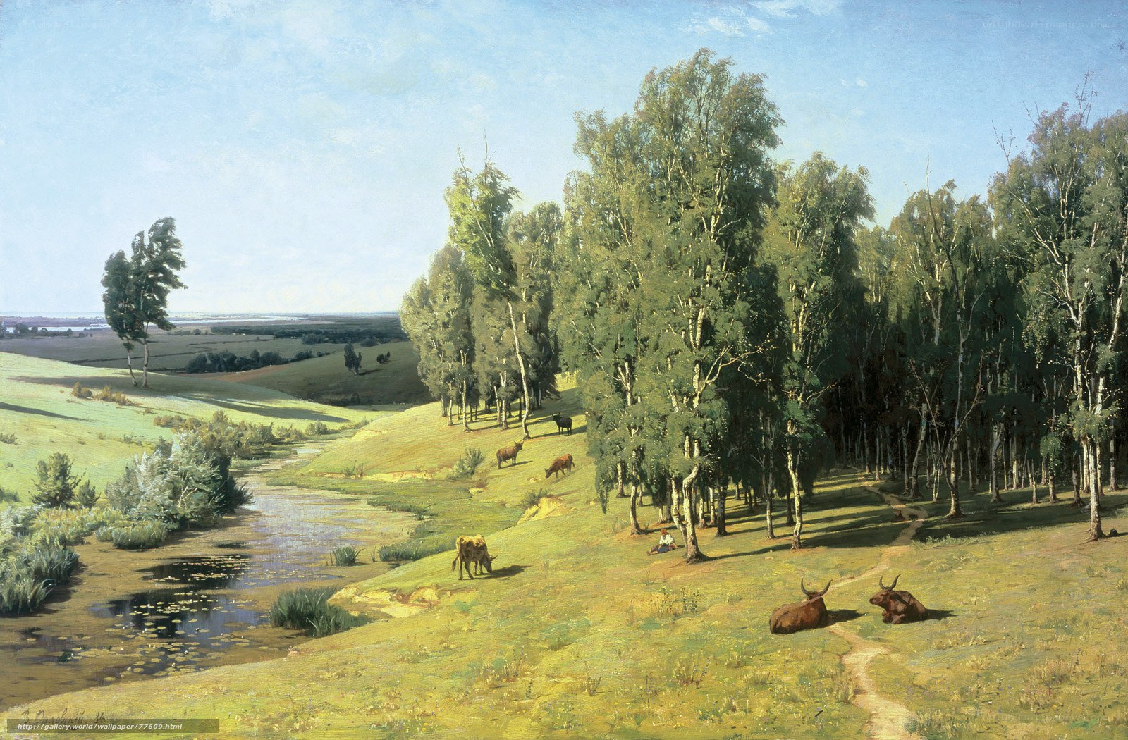 Pastoral landscape with cows