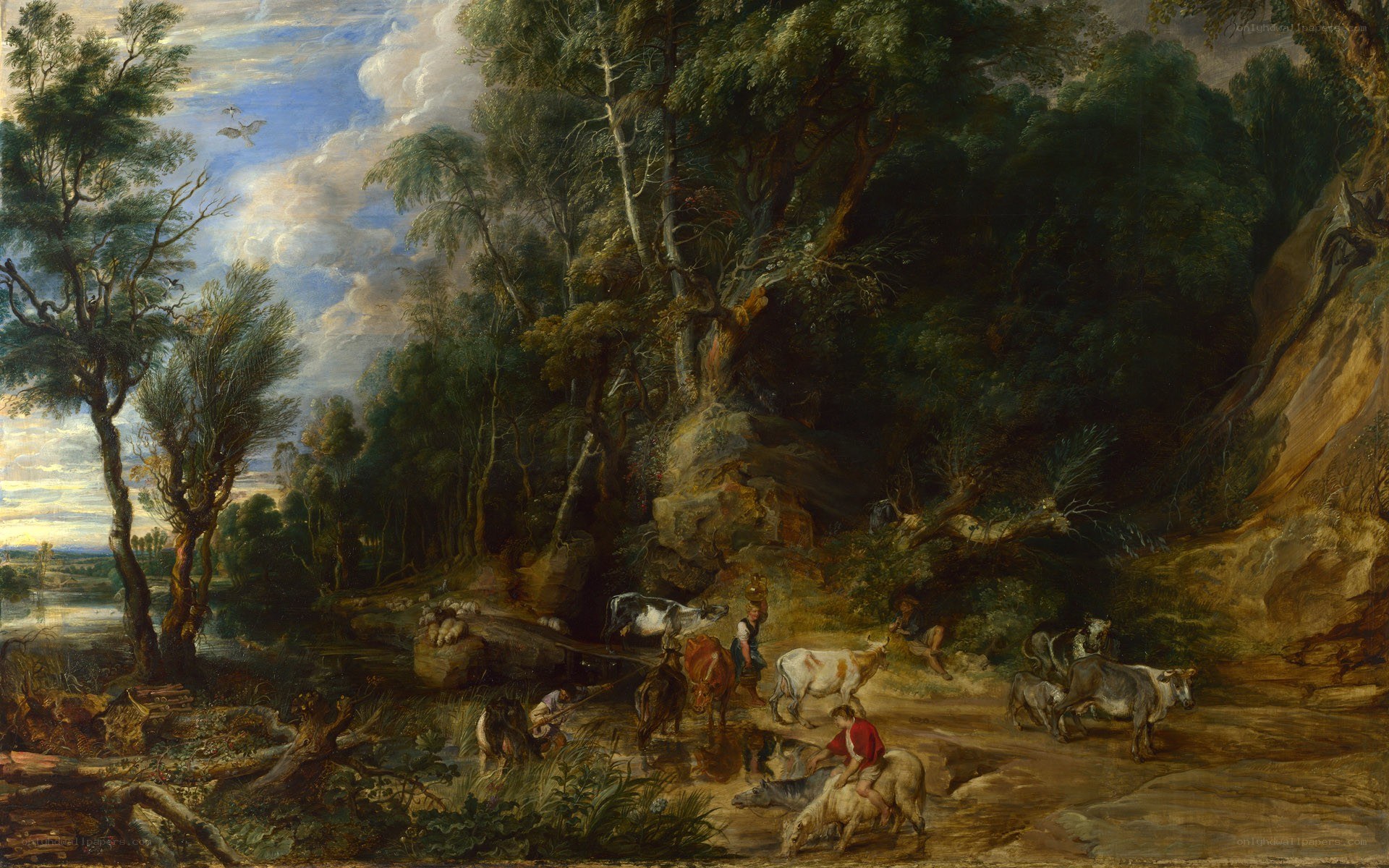 Pastoral landscape with herd