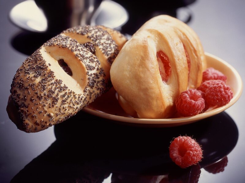 pastries with raspberries