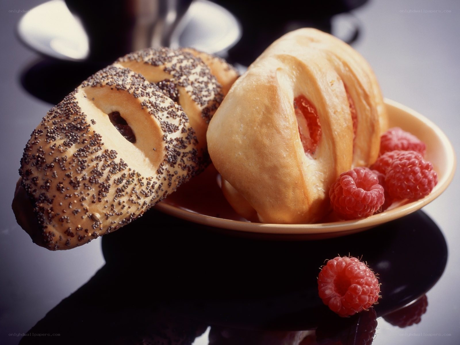 pastries with raspberries
