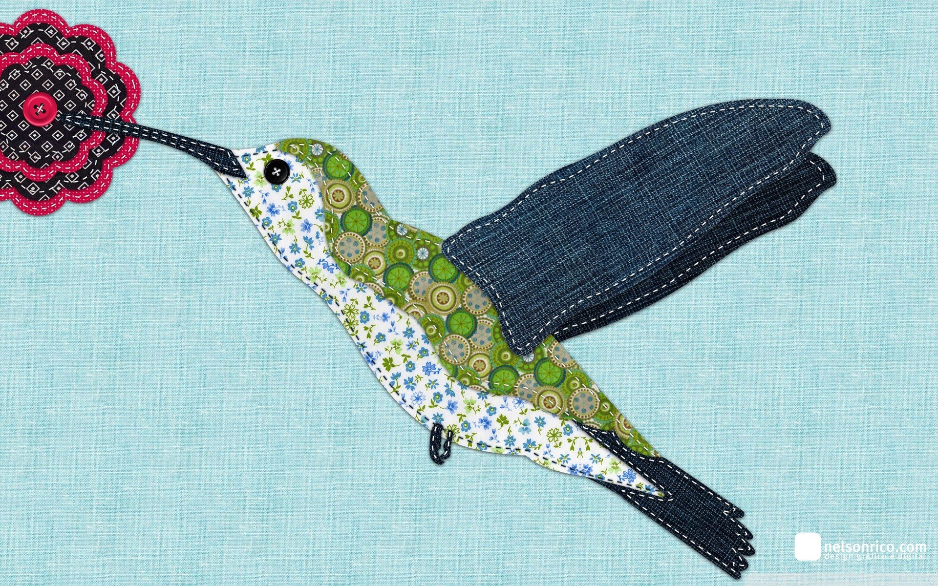 Patchwork hummingbird art