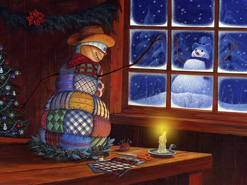 Patchwork Snowman — Brown