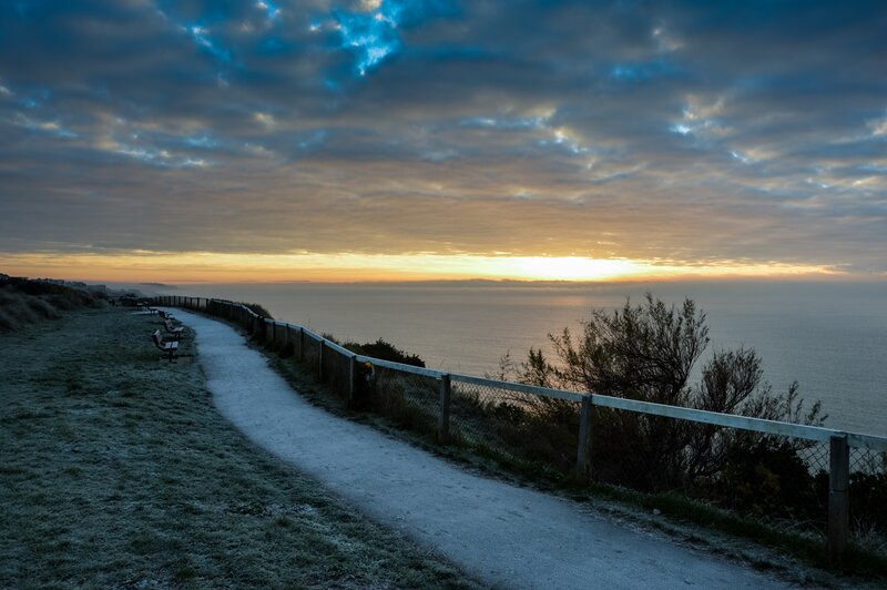 Path Along Coastal Cliff — Blue