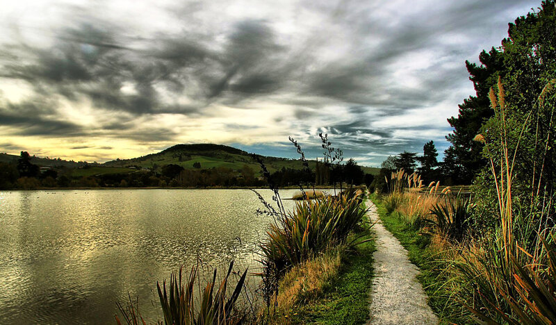 Path Along Lake at Dusk