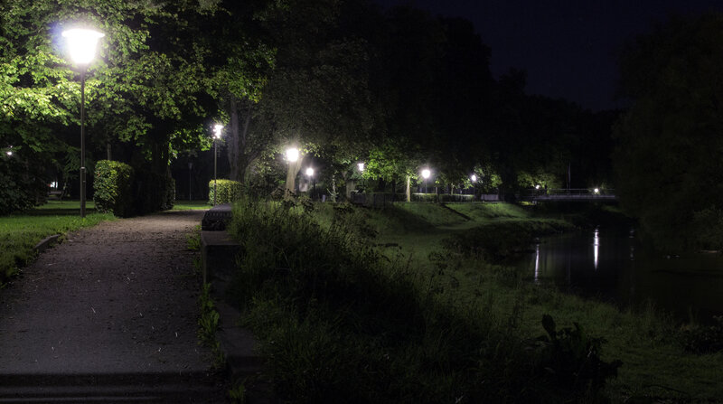 Path Along River at Night