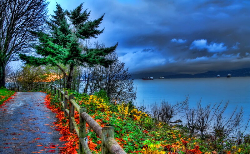 Path Along Waterfront — Blue