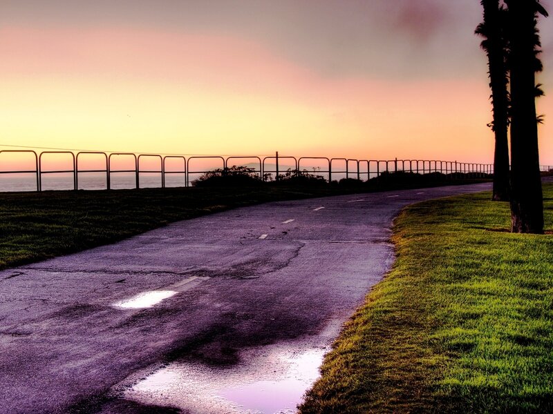 Path at sunset by the ocean