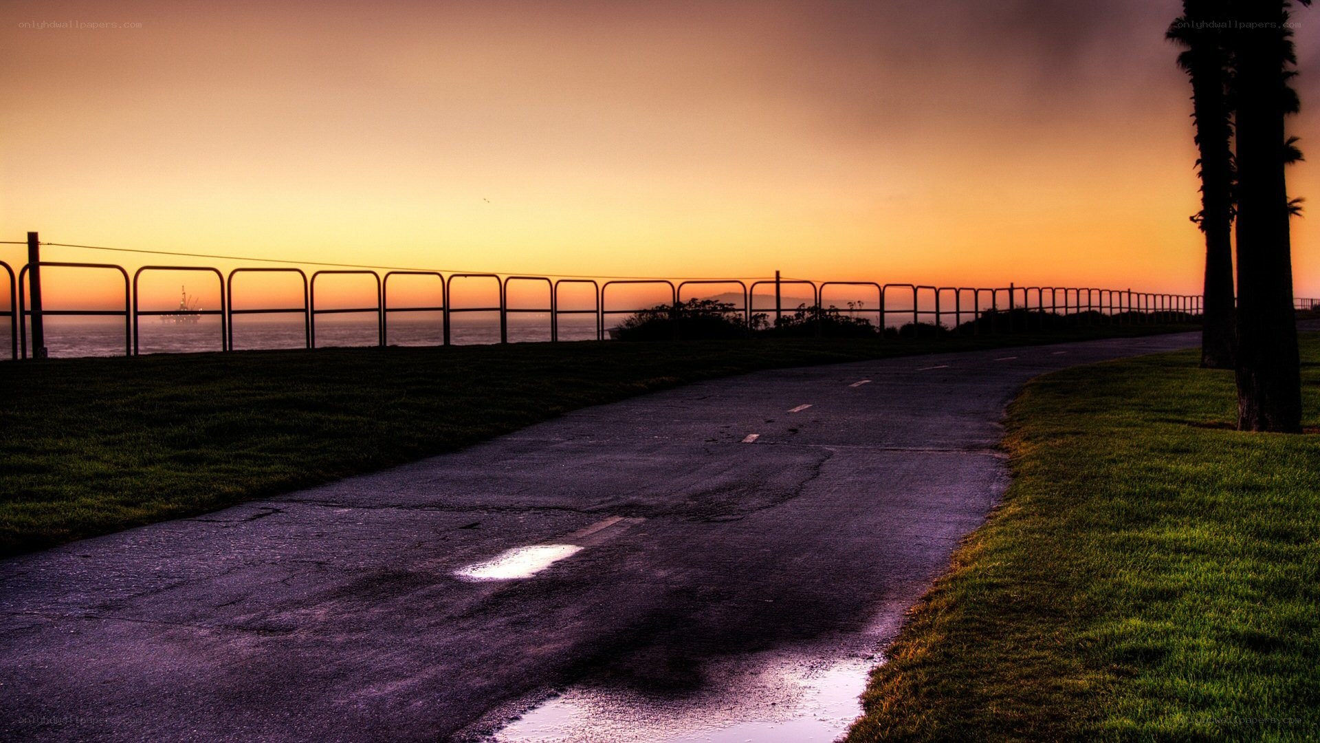 Path at sunset by the sea