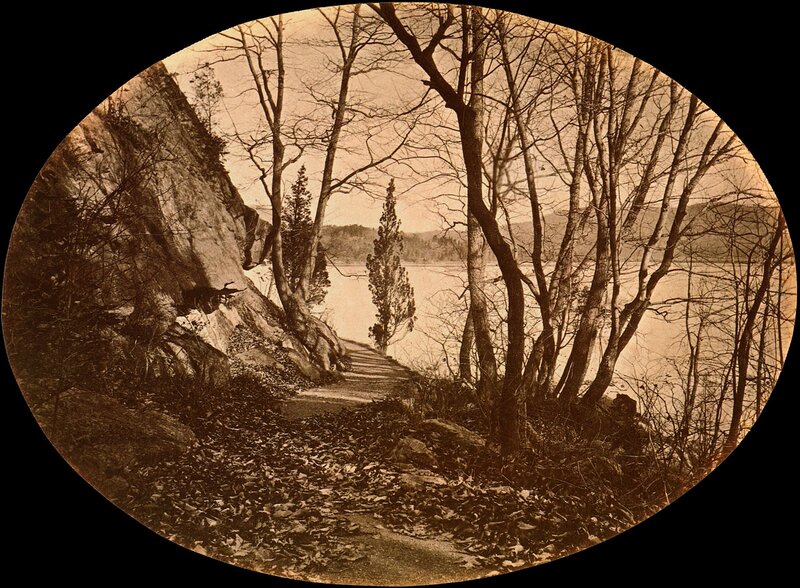 Path by the lake in winter
