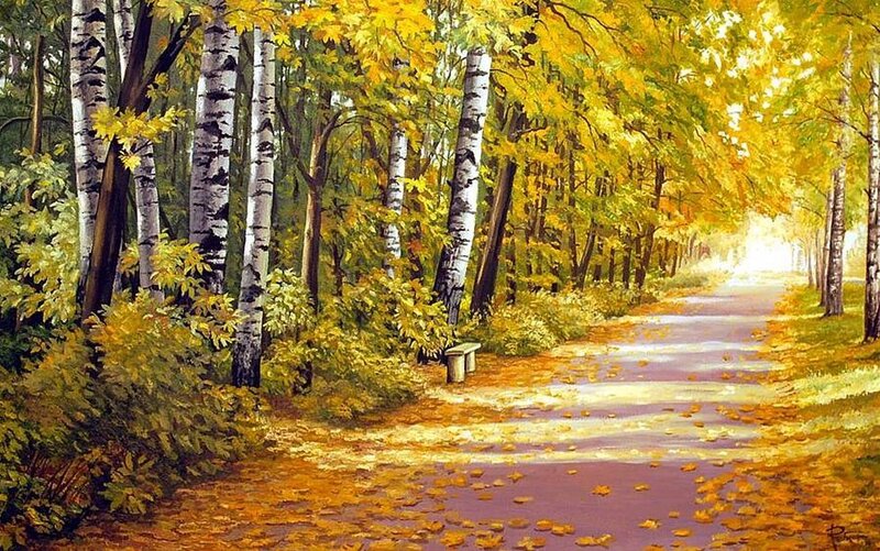 Path in Autumn Forest — Yellow, Serene