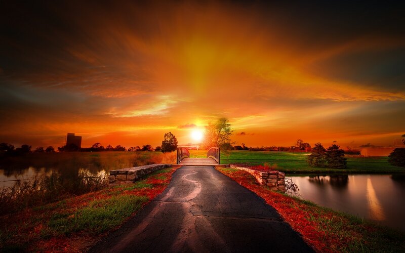 Path Leading to Bridge — Orange