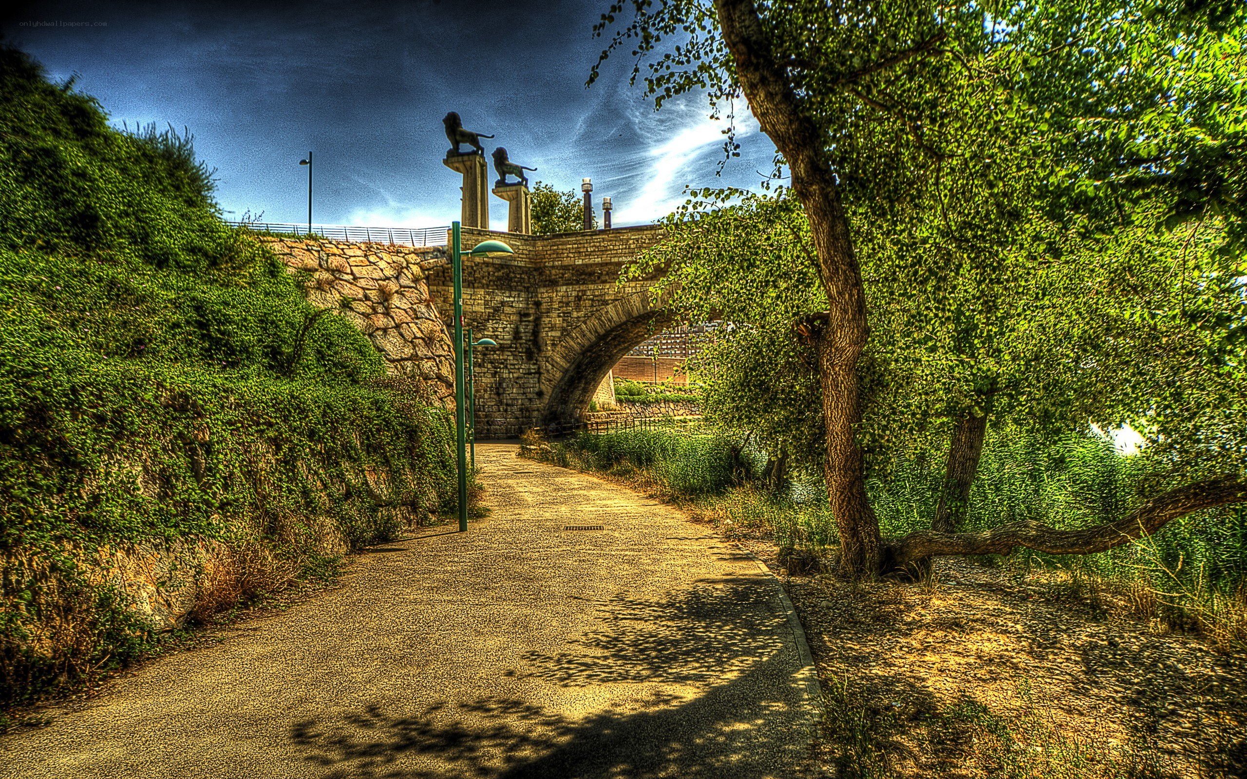 Path leading to stone bridge