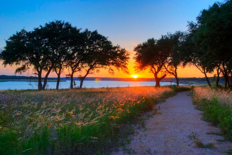 Path Near Lake at Sunset