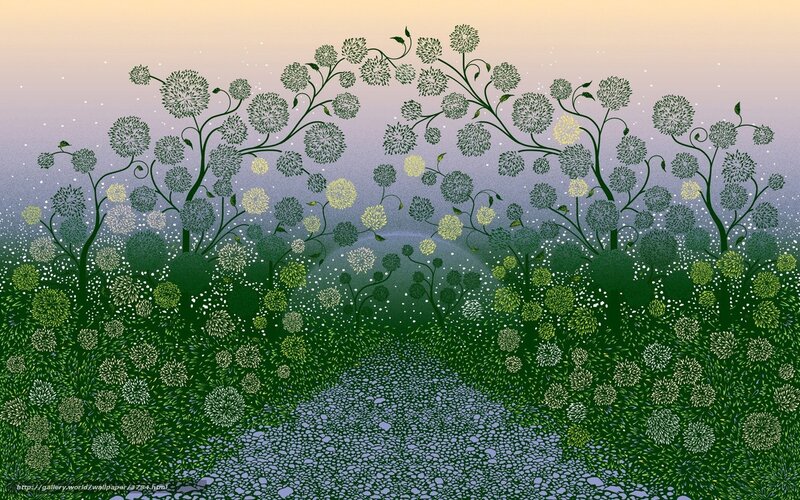 Path through a dreamy flower field