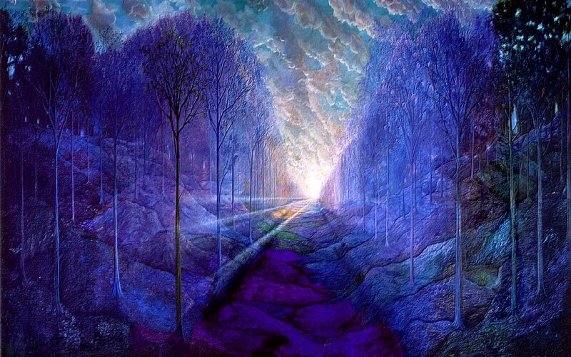 Path through a purple forest