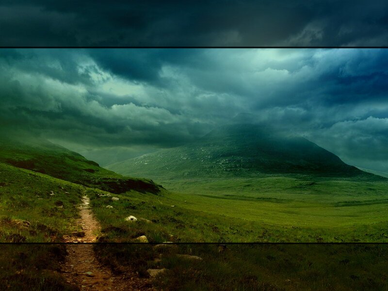 Path through a stormy landscape