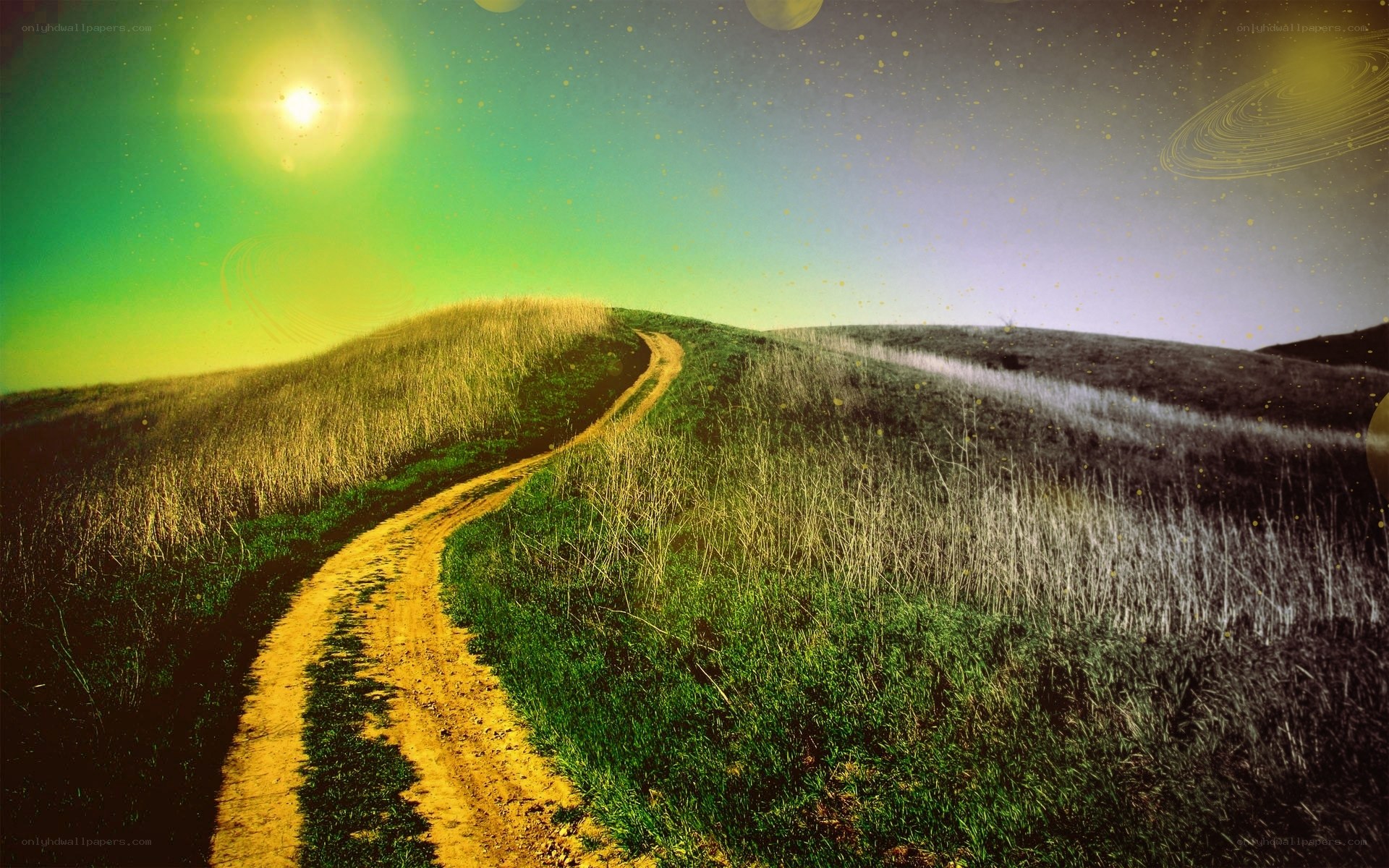 Path through a surreal landscape