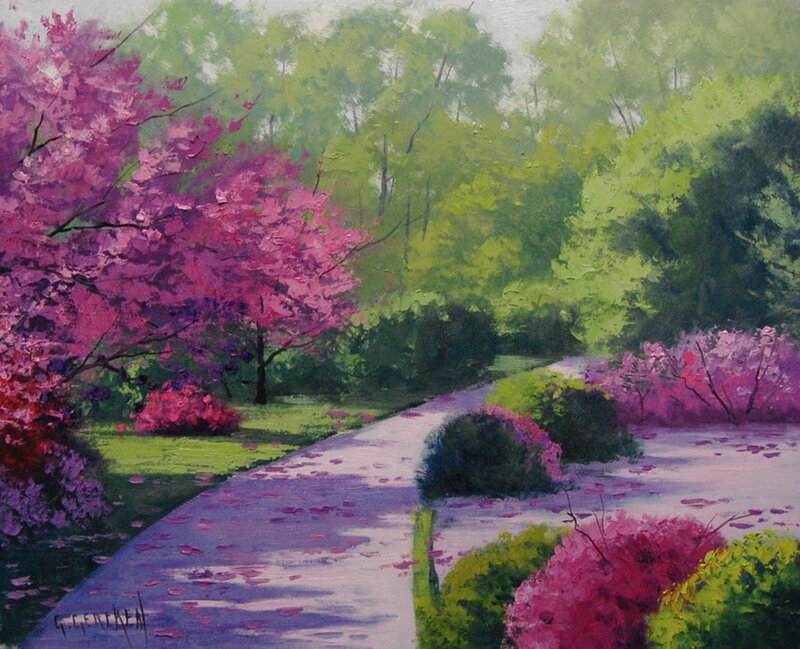 Path Through Blooming Garden — Purple