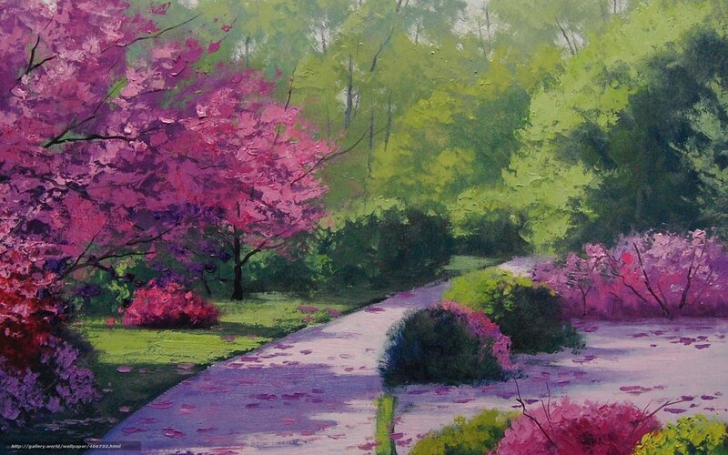 Path through blooming garden