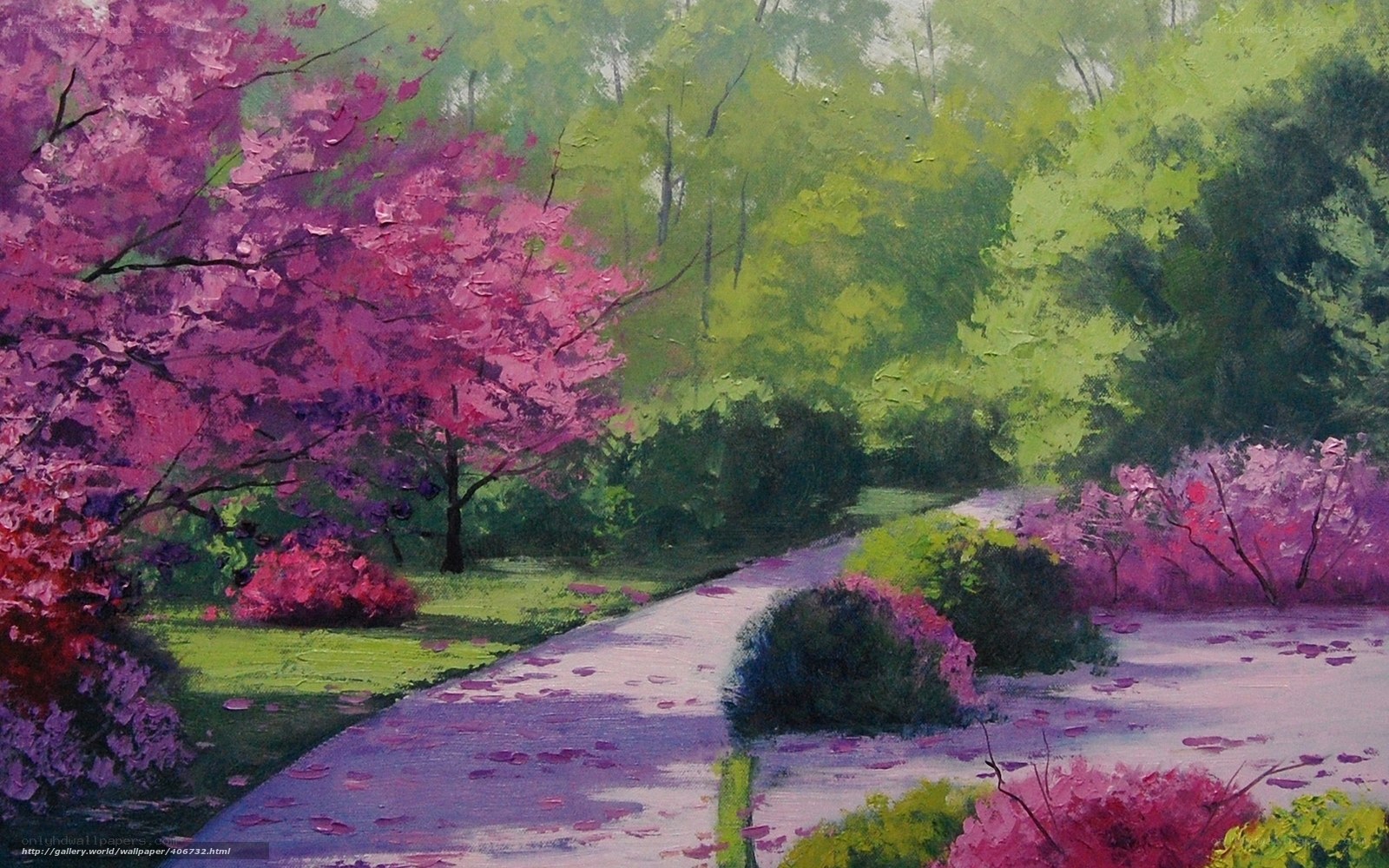 Path through blooming garden