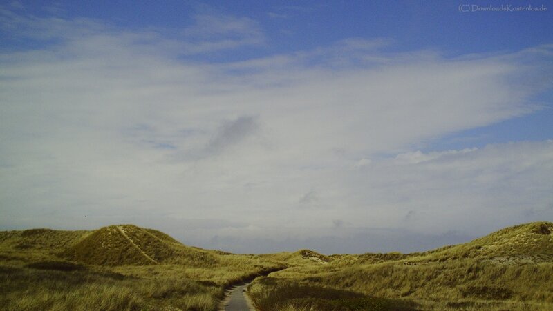 Path through dunes under cloudy sky