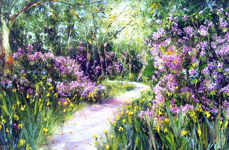 Path Through Flowering Bushes — Purple