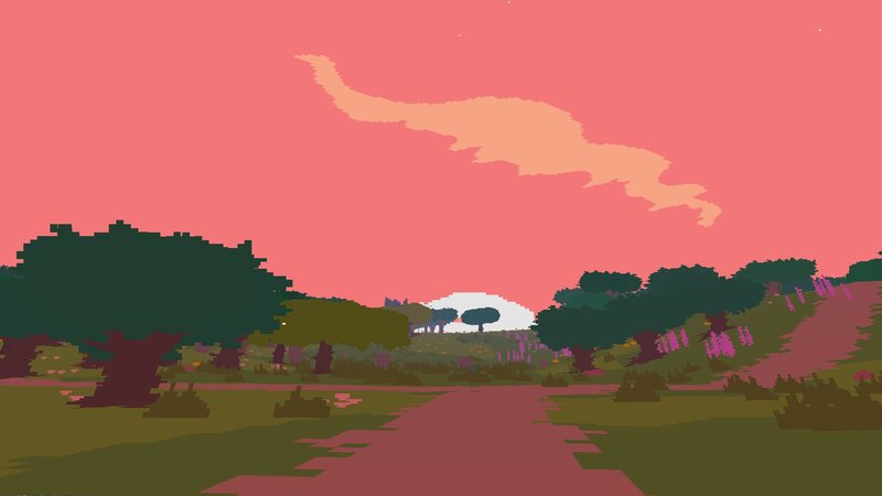 Path Through Forest at Dusk — Pink